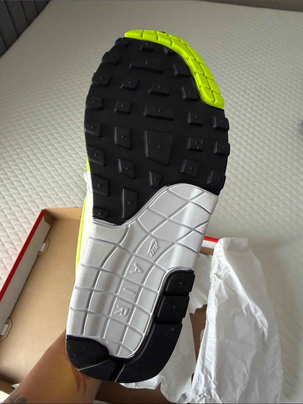 Nike White & Neon Volt Athletic Sneaker - Picture 2 of 4